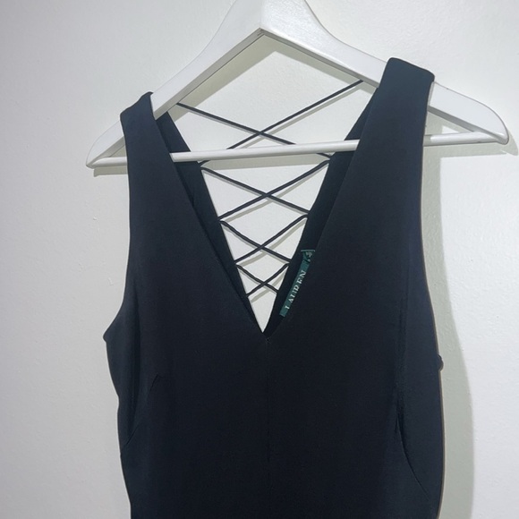 LAUREN RALPH LAUREN Black Dress Size 10 Criss Cross Back Side Zipper - Picture 2 of 7